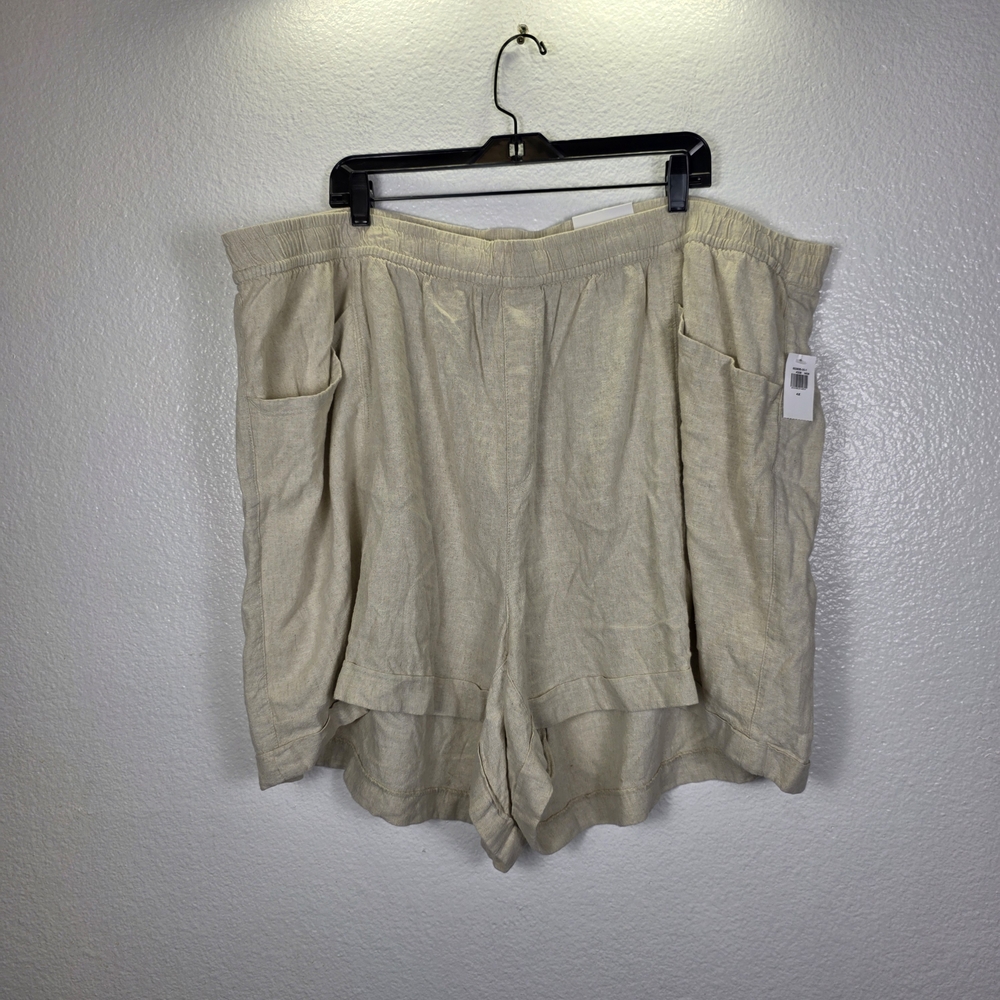Old Navy‎ Beige Flax Linen Blend High-Rise Pull-On Shorts Size 4X